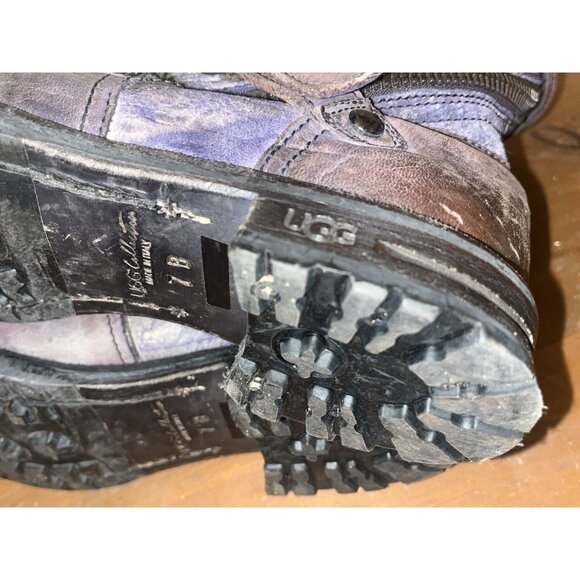 UGG Italy Boots Adela Lamb Fur Shearling Leather Motorcycle Combat 7 B Moto - Picture 11 of 16